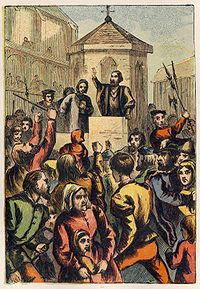 Joseph Martin Kronheim - Foxe's Book of Martyrs Plate VI - Bradford Appeasing the Riot at St. Paul's Cross.jpg